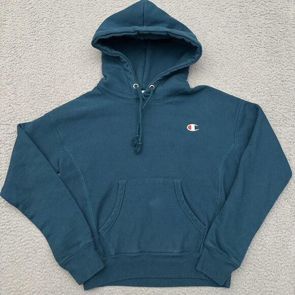Champion Reverse Weave Pullover Hoodie Women's‎ XS Blue Heavyweight Drawstring - Picture 1 of 9